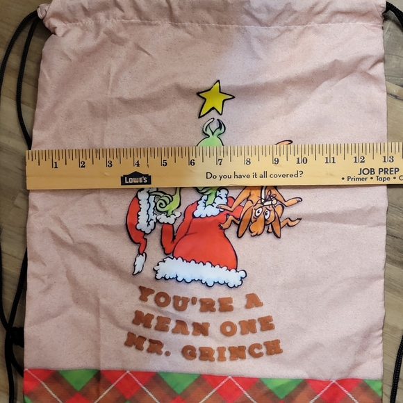 Grinch Cinch Drawstring Bag Backpack Christmas 💚 C4 - Picture 4 of 6